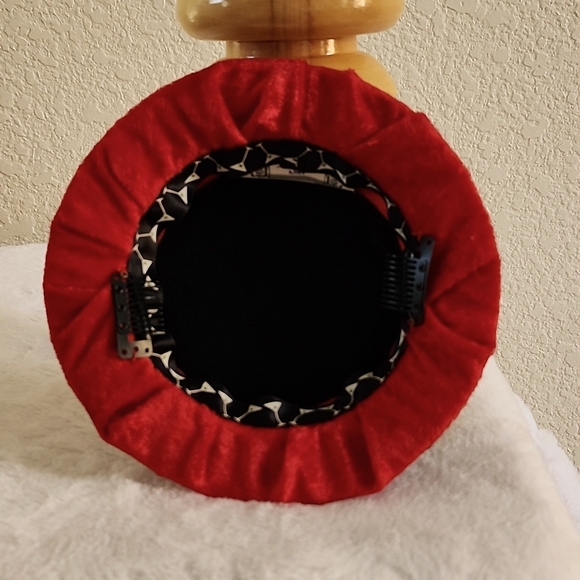 Handmade Red Velvet Cocktail Hat. - Picture 4 of 6